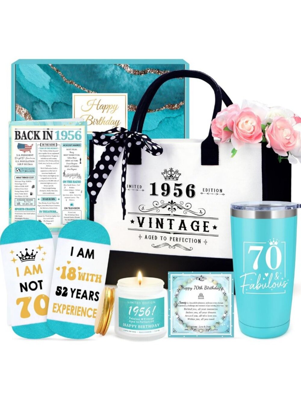 Funny 70th Birthday Gifts for Women | Unique 1956 Gift Ideas & Decor Baskets